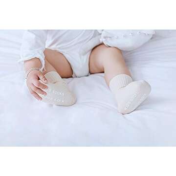QandSweet Baby Boy Combed Cotton Socks Toddler Crew Sock Non-Skid for Newborn Infant Childrens (0-6 ...