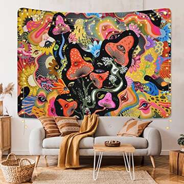 Lyacmy Mushroom Tapestry Psychedelic Eyes Tapestries Trippy Tapestry Colorful Flowers Tapestry Wall ...