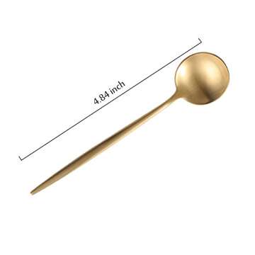 BRIIEC Gold 18/10 Stainles Steel Coffee Spoons, Slim Cutlery for Kitchen Hotel Restaurant Wedding Pa...
