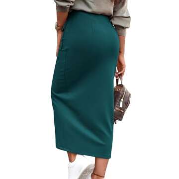 KIRUNDO High Waisted Skirts for Women 2025 Trendy Stretchy Cargo Midi Skirt with Slit Dressy Casual ...