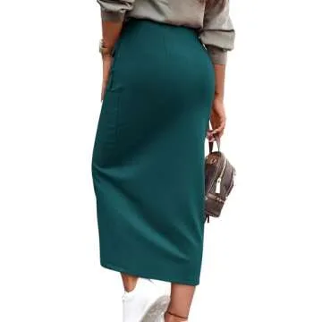 KIRUNDO High Waisted Skirts for Women 2025 Trendy Stretchy Cargo Midi Skirt with Slit Dressy Casual ...
