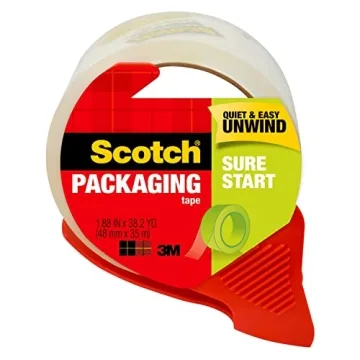 Scotch Sure Start Packing Tape - Clear, Quiet Unwind & Easy Start