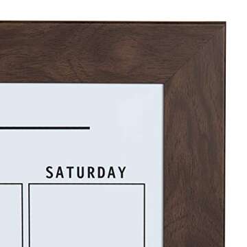 DesignOvation Beatrice Framed Magnetic Dry Erase Monthly Calendar, 23x29, Walnut Brown