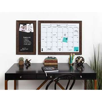 DesignOvation Beatrice Framed Magnetic Dry Erase Monthly Calendar, 23x29, Walnut Brown