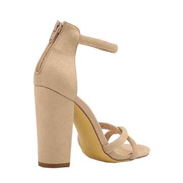 Women's Strappy Chunky Block High Heel Cross - Formal, Wedding, Party Simple Classic Pump (8, Taupe)