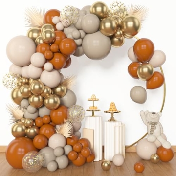 Amandir 153pcs Burnt Orange Balloon Garland Arch Kit for Baby Shower and Birthday Party Decorations