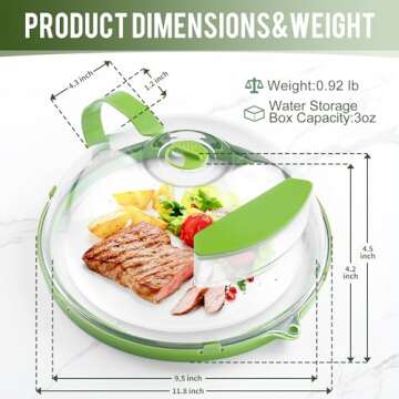 Microwave Cover for Food,10" Upgraded Transparent Microwave Splatter Cover with Heat-Resistant Handle and Water Storage Box to Avoid Dry Out,Kitchen Gadgets and Accessories,home essentials,Gift