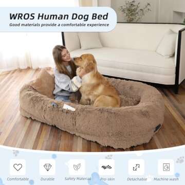 WROS Human Dog Bed, Large Dog Beds for Humans Size Fits You and Pets, Washable Faux Fur Orthopedic H...