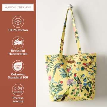 Maison d' Hermine Canvas Tote Bag 100% Cotton Reusable Shoulder Grocery Bag for Work Beach Travel Sh...