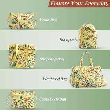 Maison d' Hermine Canvas Tote Bag 100% Cotton Reusable Shoulder Grocery Bag for Work Beach Travel Shopping Lunch Perfect for Gifts Men Women,Eden - Yellow