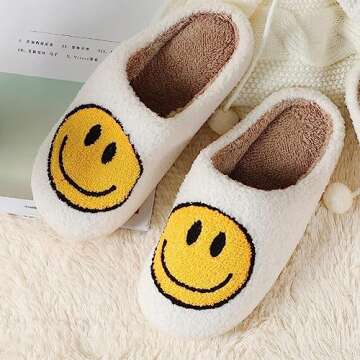 dubuto Smile Face Slippers: Cozy Plush Anti-Slip Shoes for Kids