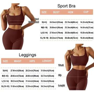 OMKAGI Women Ribbed Workout Sets Seamless Strappy Sport Bra Butt Lifting Leggings Outfits