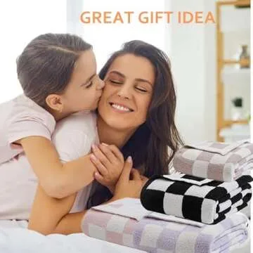 DOOWELL Pink Checkered Cozy Throw Blanket for Home