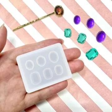 Funshowcase Jewelry Oval and Emerald Cut Diamond Resin Epoxy Silicone Mold Mini