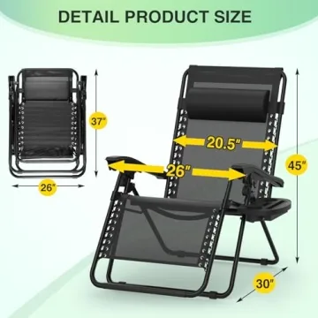 Suteck Zero Gravity Lounge Chairs with Upgraded Lock and Pillow