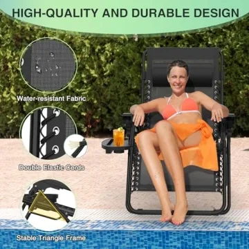 Suteck Zero Gravity Lounge Chairs with Upgraded Lock and Pillow