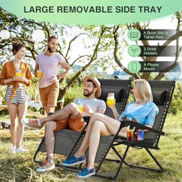 Suteck Zero Gravity Lounge Chairs with Upgraded Lock and Pillow