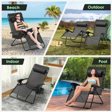 Suteck Zero Gravity Lounge Chairs with Upgraded Lock and Pillow