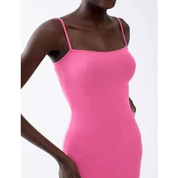PUMIEY Maxi Dress for Women Long Dresses Bodycon Dresses Summer Slip Sleeveless Dress Pink Dress Bubblegum Medium