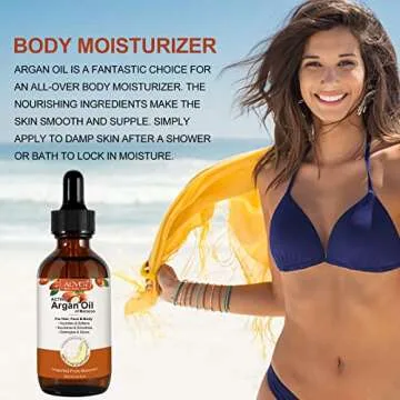 2oz Multipurpose Argan Oil for Hair, Nourish Scalp, Promote Hair Growth, Anti-breakage, Anti-hair Loss, Anti-dandruff, Prevent Hair Split Ends, 100% Pure Organic Argan Oil of Morocco for Hair Growth