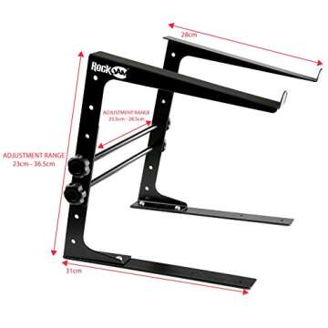 RockJam Portable DJ Laptop Stand With Adjustable Height, Anti-Slip Design, Works for Laptops, Contro...