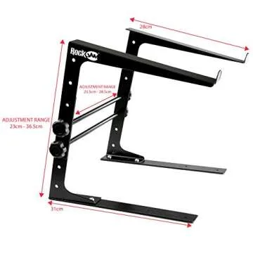 RockJam Portable DJ Laptop Stand With Adjustable Height, Anti-Slip Design, Works for Laptops, Contro...