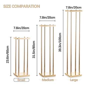 VINCIGANT Gold Flower Stand for Wedding,23.6 Inch Tall Metal Floor Pedestal Stand Centerpieces Geometric Vases with Plates for Party Events Reception(Pack of 2