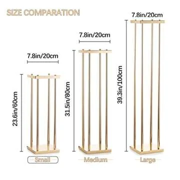 VINCIGANT Gold Flower Stand for Wedding,23.6 Inch Tall Metal Floor Pedestal Stand Centerpieces Geometric Vases with Plates for Party Events Reception(Pack of 2