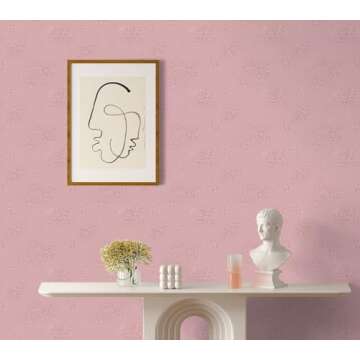 Anmon Pink Contact Paper Embossed Wallpaper Peel and Stick, Modern Self Adhesive Pink Wallpaper 17.7''x118'', Removable Renter Friendly Textured Wall Paper for Wall,Cabinets, Drawers Home Deco