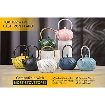 TOPTIER Cast Iron Teapot with Infuser for Delicious Tea