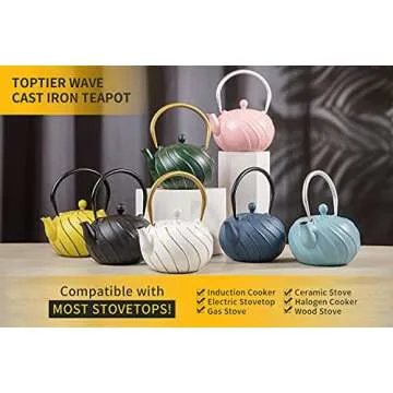 TOPTIER Cast Iron Teapot with Infuser for Delicious Tea
