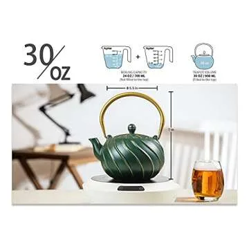 TOPTIER Cast Iron Teapot with Infuser for Delicious Tea