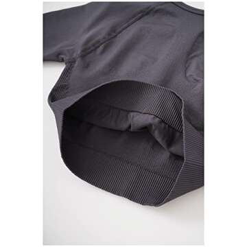 Yoga Outfits for Women 2 Piece Workout Sets Seamless Athletic Long Sleeves Crop Tops Shirt Thumb Hole and High Waist Tummy Control Leggings Biker Shorts Sets Gym Clothes Z-Dark Gray(Long Sleeve) Small