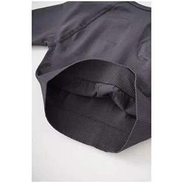 Yoga Outfits for Women 2 Piece Workout Sets Seamless Athletic Long Sleeves Crop Tops Shirt Thumb Hole and High Waist Tummy Control Leggings Biker Shorts Sets Gym Clothes Z-Dark Gray(Long Sleeve) Small