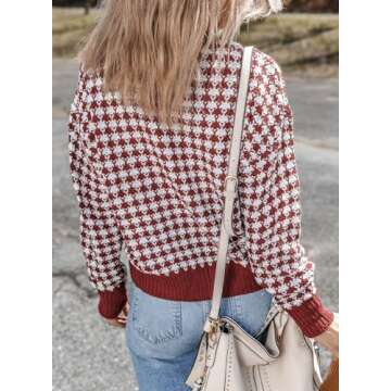 Dokotoo Cardigan Sweaters for Women Button Up Long Sleeve Cable Knit Sweater 2024 Winter V Neck Plai...