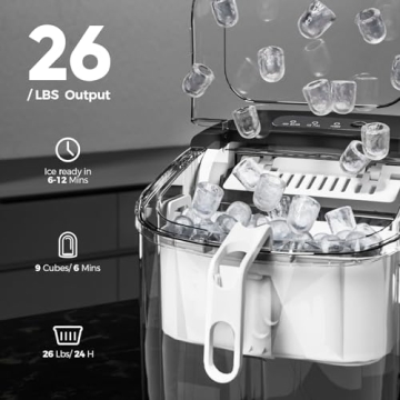 Crzoe Portable Ice Maker - Fast, Quiet Ice Production