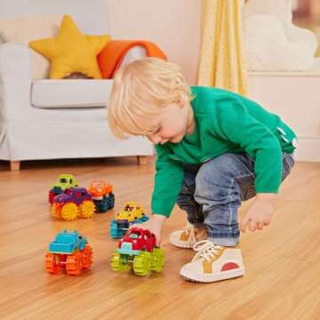 Battat Colorful Mini Monster Trucks 6-Pack for Toddlers