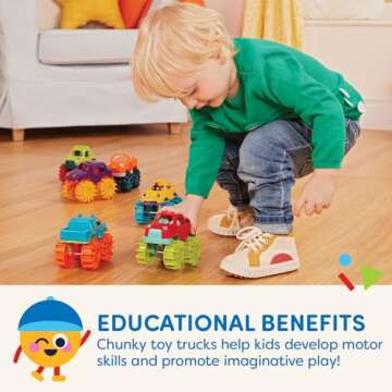 Battat Colorful Mini Monster Trucks 6-Pack for Toddlers