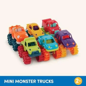 Battat Colorful Mini Monster Trucks 6-Pack for Toddlers