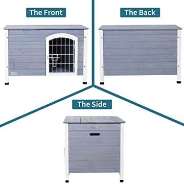 Petsfit Indoor Dog House Ventilate Wood Cat Houses for Indoor Cats with Elevated Floor&Anti-Slip Bottom