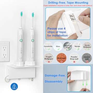 OAPRIRE Electric Toothbrush Holder for Bathroom - Wall Mounted and Space Saving