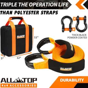ALL-TOP 30ft Heavy Duty Recovery Tow Strap Kit