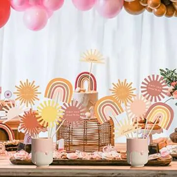 Boho Sun Party Centerpiece Sticks for Birthdays & Showers