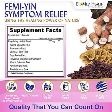 BioMed Health Femi-Yin Symptom 60ct - Menopause Supplements for Women, Multi-Symptom Relief for Horm...