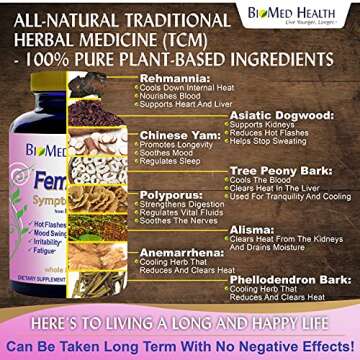 BioMed Health Femi-Yin Symptom 60ct - Menopause Supplements for Women, Multi-Symptom Relief for Hormonal Changes, Hot Flash Relief, Night Sweats, Vaginal Dryness