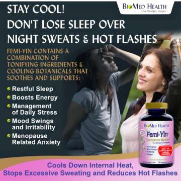 BioMed Health Femi-Yin Symptom 60ct - Menopause Supplements for Women, Multi-Symptom Relief for Hormonal Changes, Hot Flash Relief, Night Sweats, Vaginal Dryness
