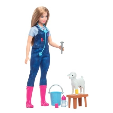 Barbie 65th Anniversary Farm Vet Playset with 10 Accessories