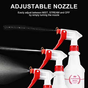 Uineko Plastic Spray Bottle (4 Pack, 16 Oz, All-Purpose) Heavy Duty Spraying Bottles Leak Proof Mist Empty Water Bottle for Cleaning Solution Planting Pet with Adjustable Nozzle and Measurements