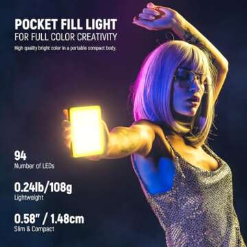 NEEWER VL67C RGB Selfie Light with APP Control, 94 LED CRI97 2000mAh Rechargeable, Cold Shoe Mount a...