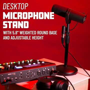 Gator Frameworks Desktop Microphone Stand with Round Weighted Base & Adjustable Height (GFW-MIC-0501)